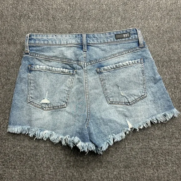Kut from the Kloth Jane High Rise Denim Short Women Sz 2 Blue Distressed Summer - Picture 8 of 8